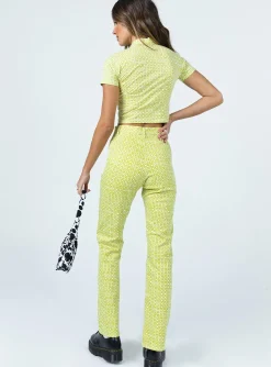 Princess Polly Motel Zoven Trousergeo Retro   Green Cheap