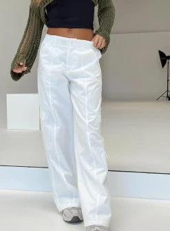 Princess Polly Moxam Low Rise Utility Cargo Pants  White Best