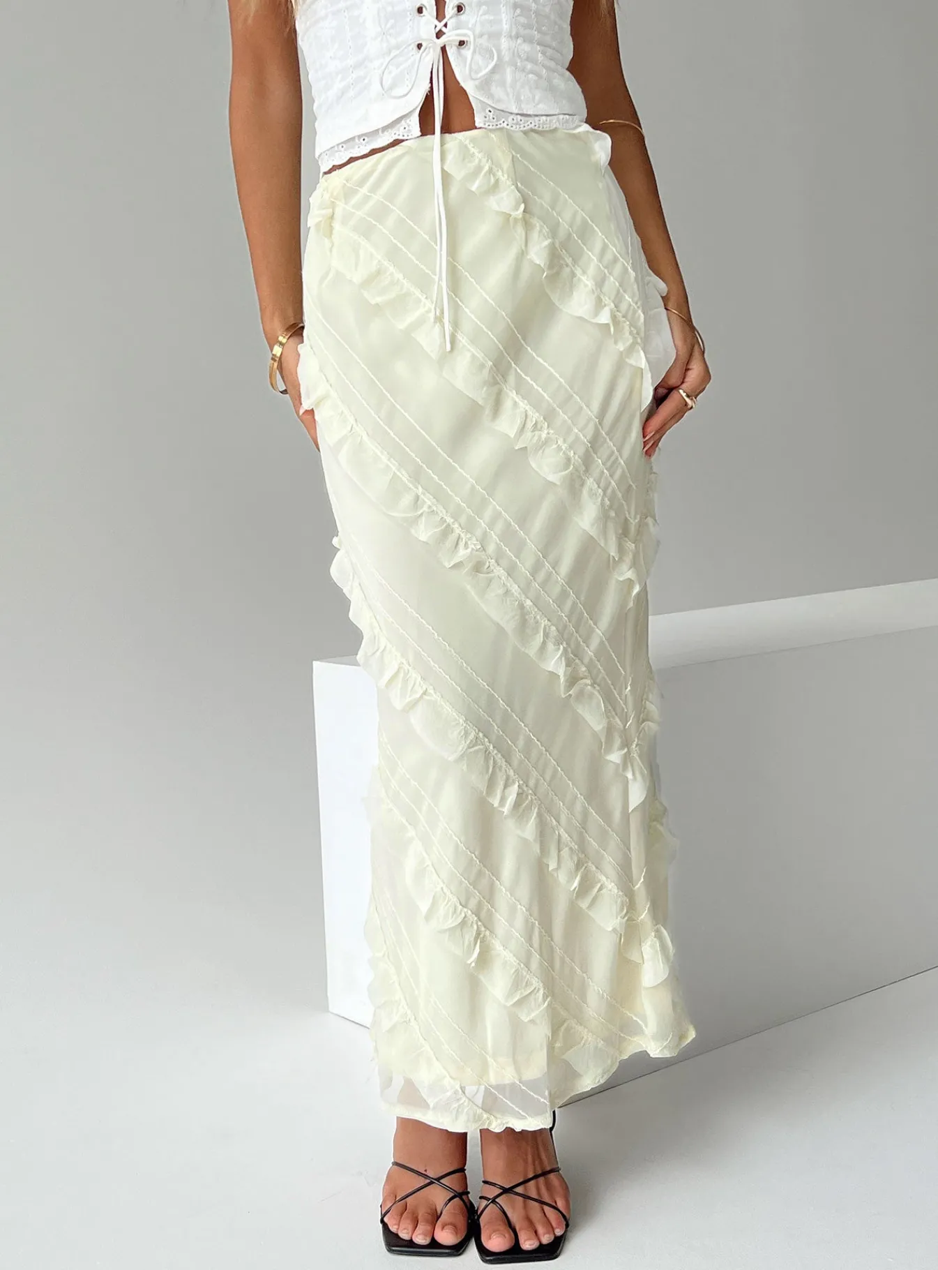 Princess Polly Mullins Bias Cut Maxi Skirt Lemon Store