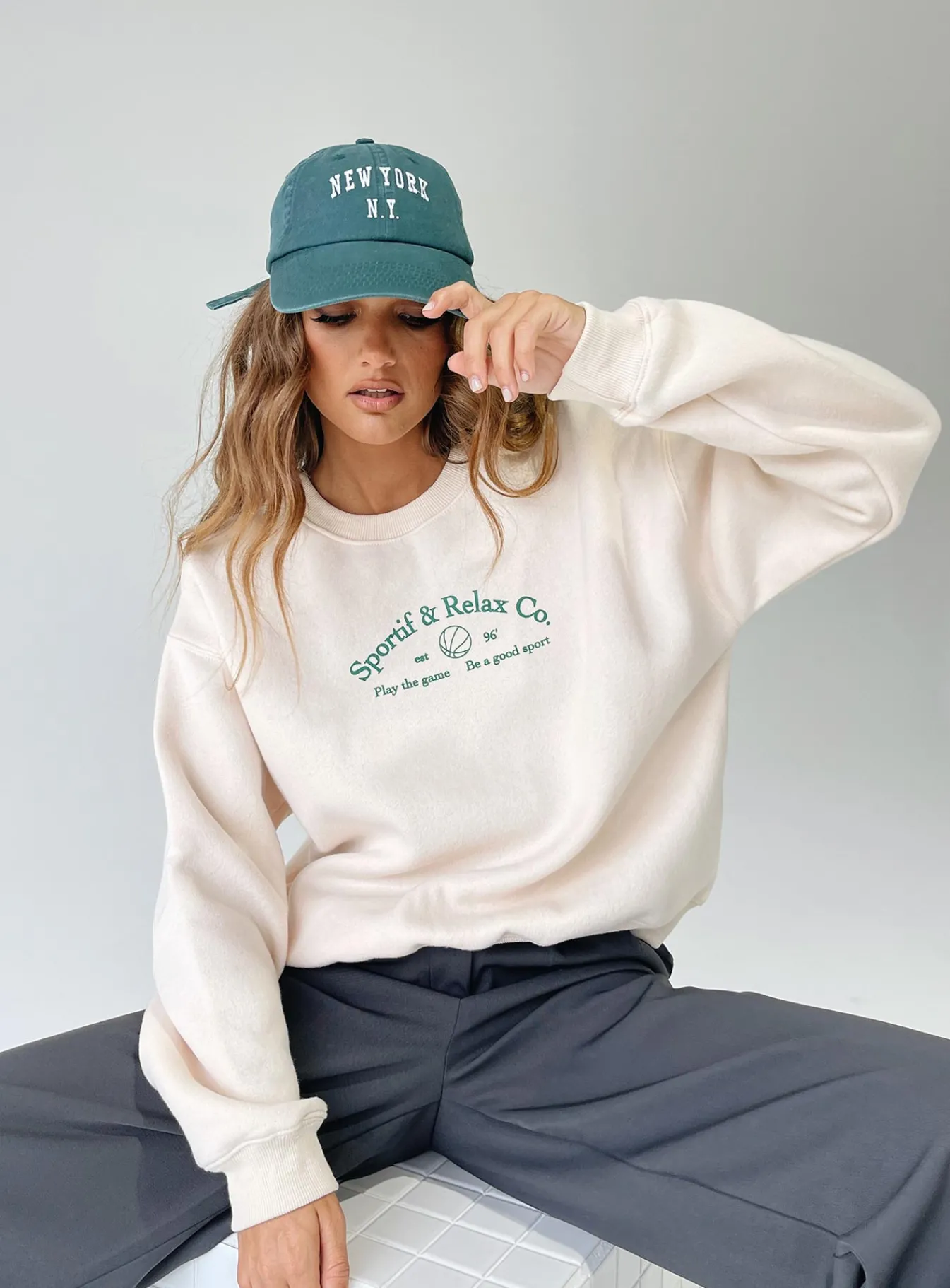 Princess Polly Mvp Oversized Crewneck Sweatshirt Cream Online