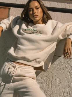 Princess Polly Mvp Oversized Crewneck Sweatshirt Cream Online