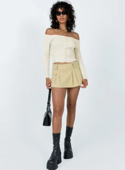 Princess Polly Myco Off Shoulder Top  Ivory Store