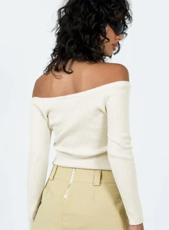 Princess Polly Myco Off Shoulder Top  Ivory Store