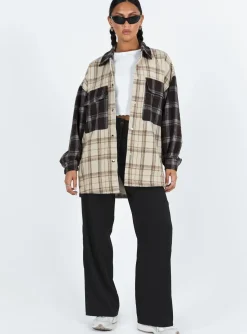 Princess Polly Myley Shirt  Brown Outlet