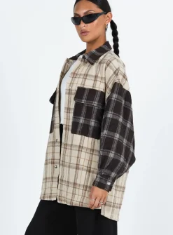Princess Polly Myley Shirt  Brown Outlet
