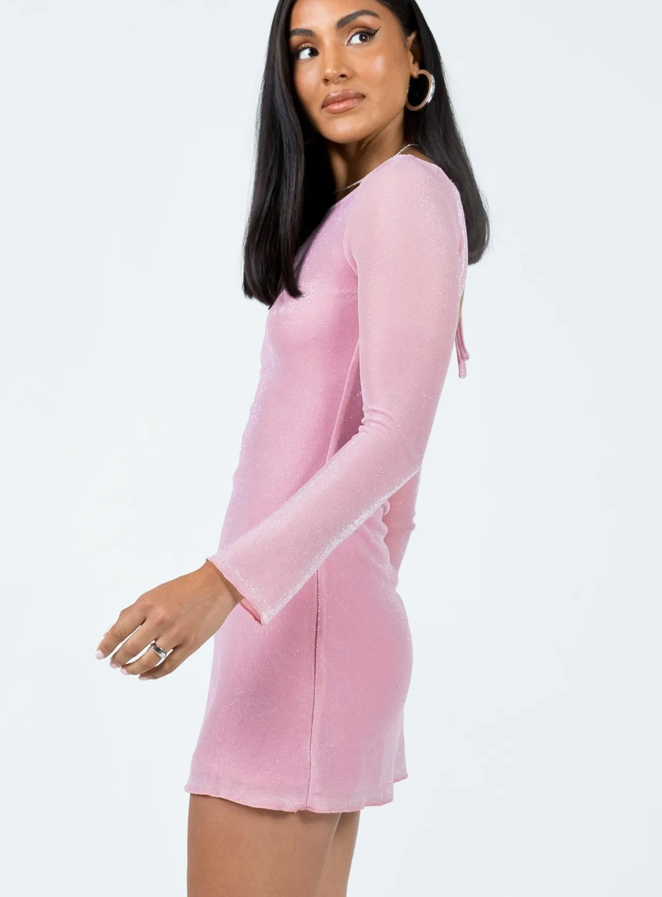 Princess Polly Myrna Long Sleeve Mini Dress Purple Hot