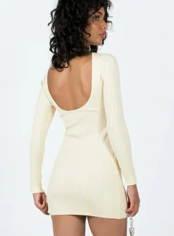 Princess Polly Nadine Long Sleeve Mini Dress Cream Discount