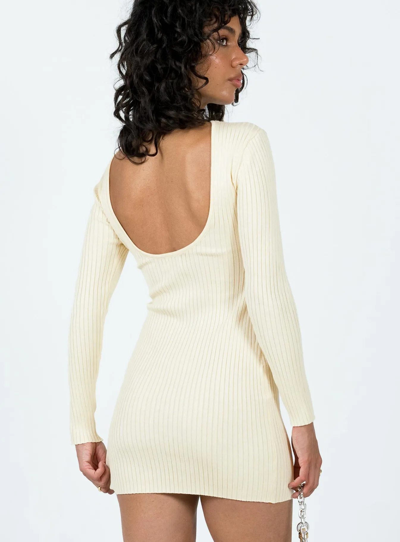 Princess Polly Nadine Long Sleeve Mini Dress Cream Discount