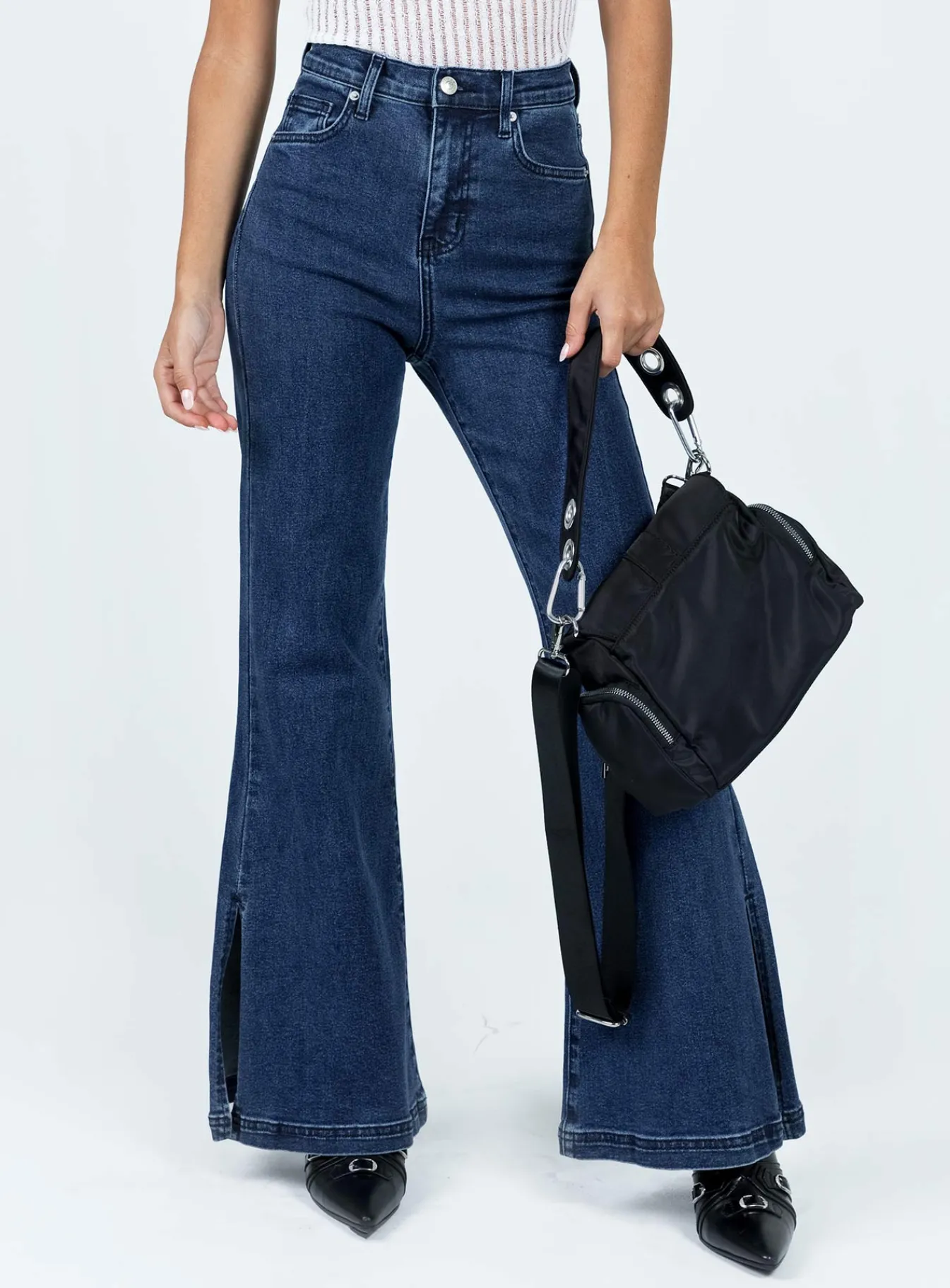 Princess Polly Nairana Split Hem Jeans Dark Wash Denim Shop