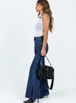 Princess Polly Nairana Split Hem Jeans Dark Wash Denim Shop
