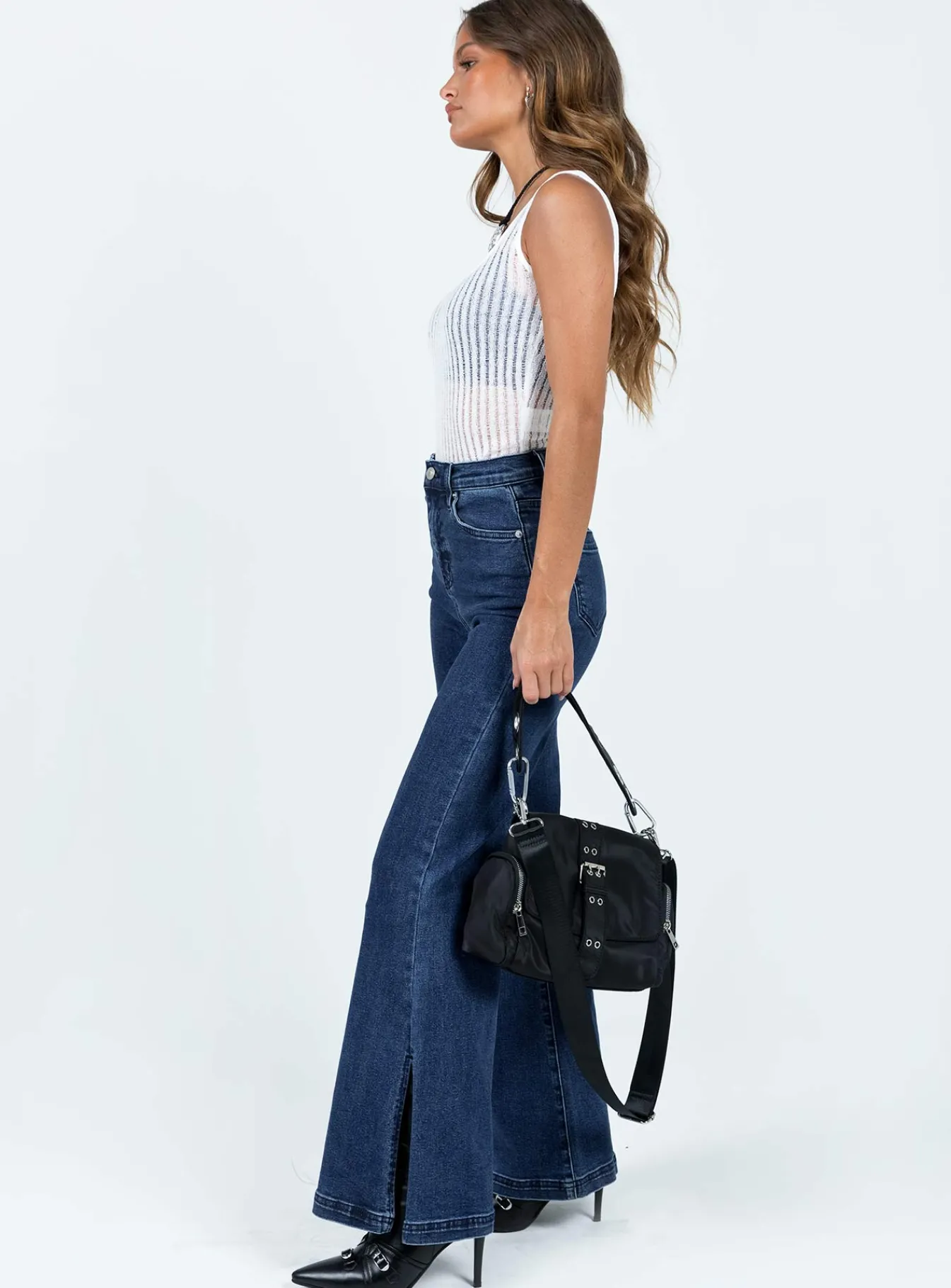 Princess Polly Nairana Split Hem Jeans Dark Wash Denim Shop