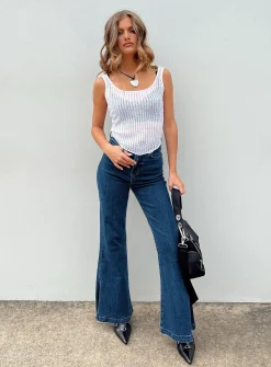 Princess Polly Nairana Split Hem Jeans Dark Wash Denim Shop