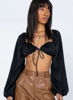 Princess Polly Naiya Long Sleeve Top  Black Best Sale