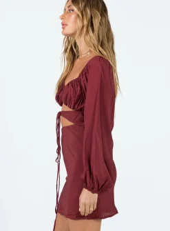 Princess Polly Nakita Long Sleeve Mini Burgundy Best