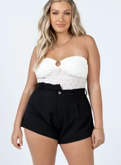 Princess Polly Nalah Shorts  Black Clearance