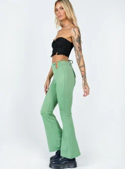 Princess Polly Nancy Pants Sage   Green Clearance