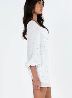 Princess Polly Napier Long Sleeve Mini Dress  White Outlet