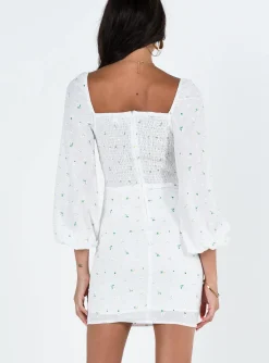 Princess Polly Napier Long Sleeve Mini Dress  White Outlet