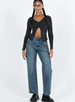 Princess Polly Nataly Jeans Dark Wash  Denim Flash Sale