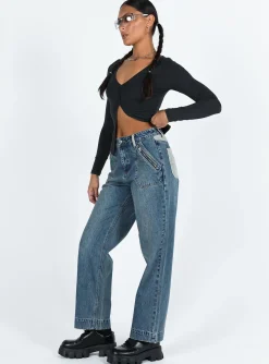 Princess Polly Nataly Jeans Dark Wash  Denim Flash Sale