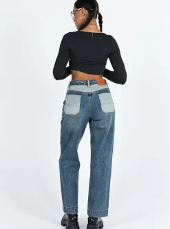 Princess Polly Nataly Jeans Dark Wash  Denim Flash Sale