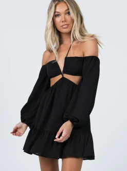 Princess Polly Natasha Mini Dress  Black Clearance