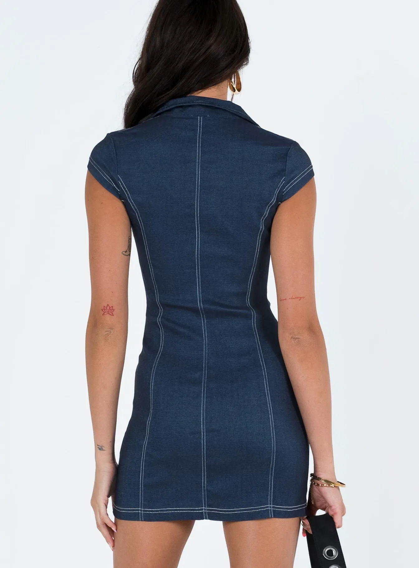 Princess Polly Navedo Denim Mini Dress Dark Blue Dark Blue Denim Sale
