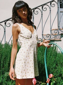 Princess Polly Nellie Mini Dress  White / Yellow Floral Cheap