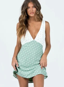 Princess Polly Nellie Mini Dress  Mint Polka Dot Store