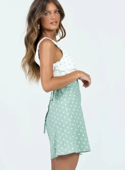 Princess Polly Nellie Mini Dress  Mint Polka Dot Store