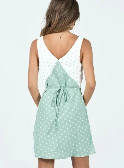 Princess Polly Nellie Mini Dress  Mint Polka Dot Store