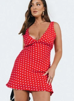Princess Polly Nellie Mini Dress  Red Polka Dot Flash Sale