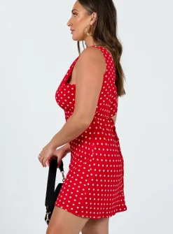 Princess Polly Nellie Mini Dress  Red Polka Dot Flash Sale