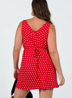 Princess Polly Nellie Mini Dress  Red Polka Dot Flash Sale