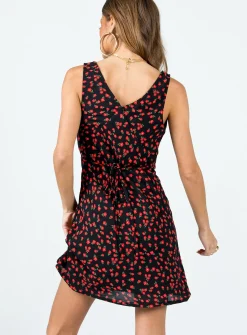 Princess Polly Nellie Mini Dress Black / Red Floral Outlet