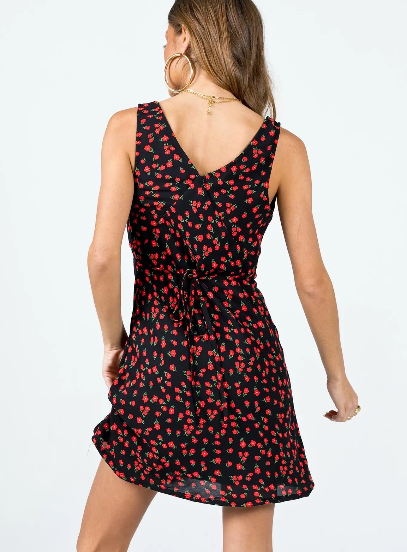 Princess Polly Nellie Mini Dress Black / Red Floral Outlet
