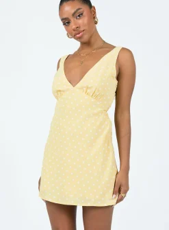 Princess Polly Nellie Mini Dress  Yellow Polka Dot Best Sale