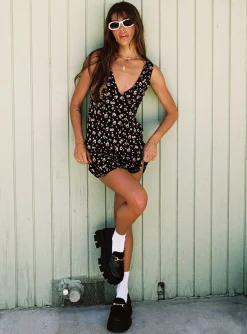 Princess Polly Nellie Mini Dress  Black Floral New