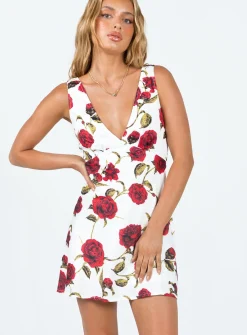 Princess Polly Nellie Mini Dress  White / Red Floral Store