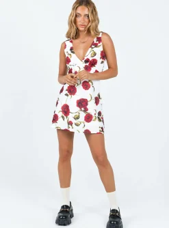 Princess Polly Nellie Mini Dress  White / Red Floral Store
