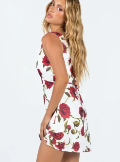 Princess Polly Nellie Mini Dress  White / Red Floral Store