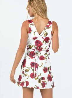 Princess Polly Nellie Mini Dress  White / Red Floral Store