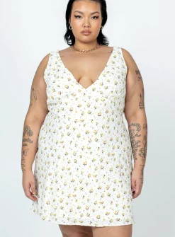 Princess Polly Nellie Mini Dress/ Yellow Floral Curve   White Shop