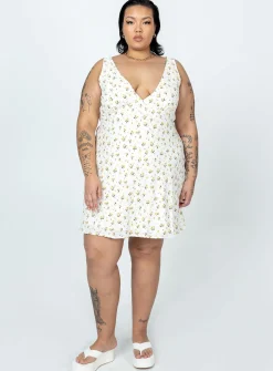 Princess Polly Nellie Mini Dress/ Yellow Floral Curve White Shop