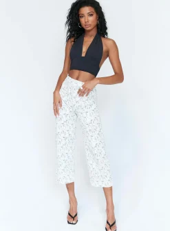 Princess Polly Nelly Wide Leg Face Print Pants White   Multi Clearance