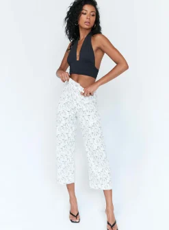 Princess Polly Nelly Wide Leg Face Print Pants White   Multi Clearance