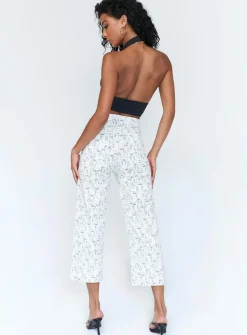 Princess Polly Nelly Wide Leg Face Print Pants White   Multi Clearance
