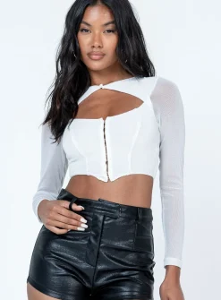 Princess Polly Neri Long Sleeve Top  White Flash Sale