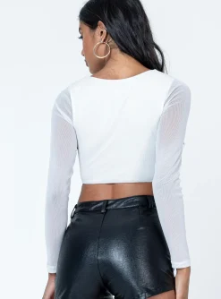 Princess Polly Neri Long Sleeve Top  White Flash Sale