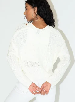 Princess Polly Nerin Cropped Sweater White   Cream New